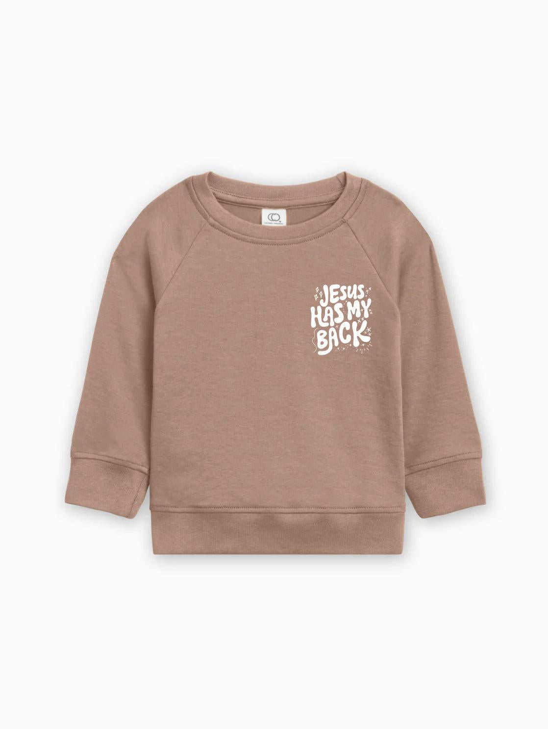 Jesus has my back Christian Organic Cotton Toddler Kids Pullover